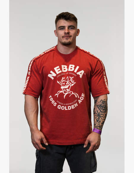 NEBBIA • NEBBIA Washed oversized tričko GOLDEN AGE červené • Nebshop.sk