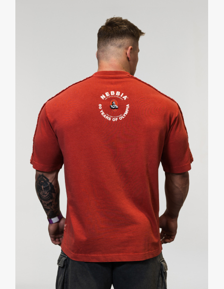 NEBBIA • NEBBIA T-shirt oversize lavato GOLDEN AGE rossa • Nebshop.cz