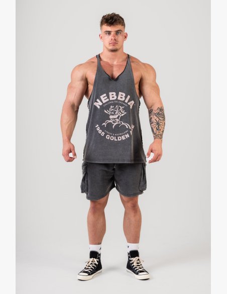 NEBBIA • NEBBIA Washed muscle back stringer GOLDEN AGE black • Nebshop.cz