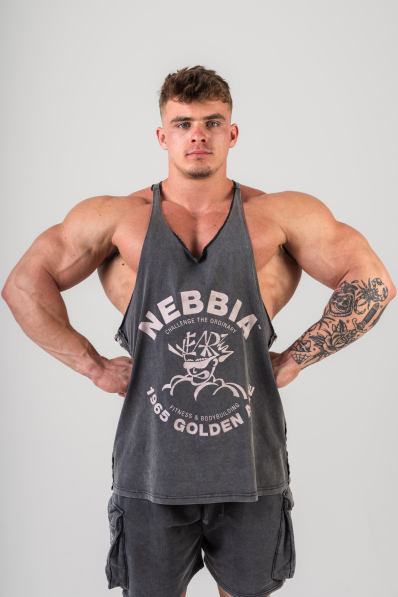 NEBBIA • NEBBIA Washed muscle back stringer GOLDEN AGE černé • Nebshop.cz 2