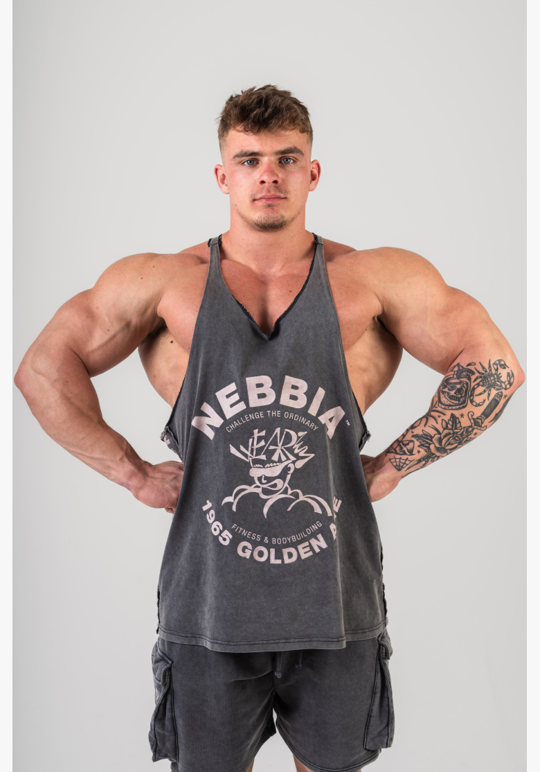 NEBBIA • NEBBIA Washed muscle back stringer GOLDEN AGE čierne • Nebshop.sk NEBBIA • NEBBIA Washed muscle back stringer GOLDEN AGE čierne • Nebshop.sk
