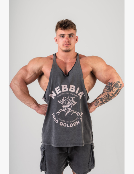 NEBBIA • NEBBIA Washed muscle back stringer GOLDEN AGE čierne • Nebshop.sk