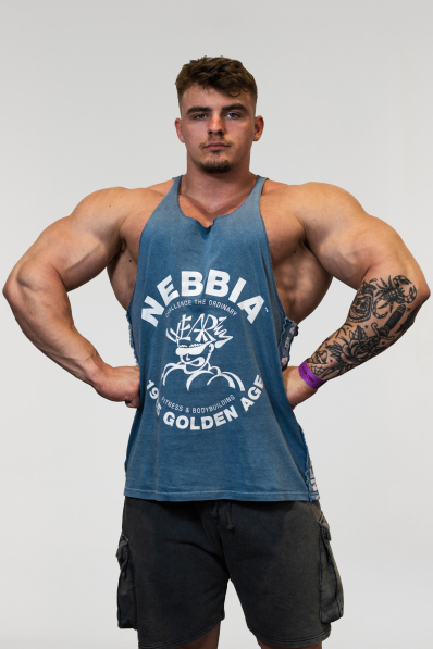 NEBBIA • NEBBIA Washed muscle back stringer GOLDEN AGE modré • Nebshop.sk