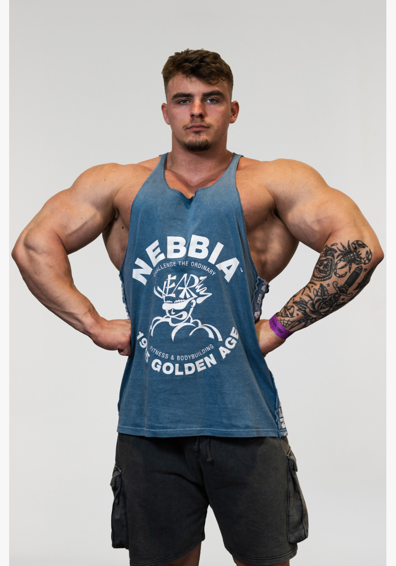NEBBIA • NEBBIA Washed muscle back stringer GOLDEN AGE modré • Nebshop.sk NEBBIA • NEBBIA Washed muscle back stringer GOLDEN AGE modré • Nebshop.sk
