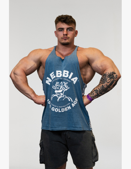 NEBBIA • NEBBIA Washed muscle back stringer GOLDEN AGE modré • Nebshop.sk