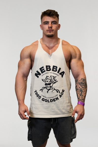 NEBBIA • NEBBIA Washed muscle back stringer GOLDEN AGE šedé • Nebshop.cz