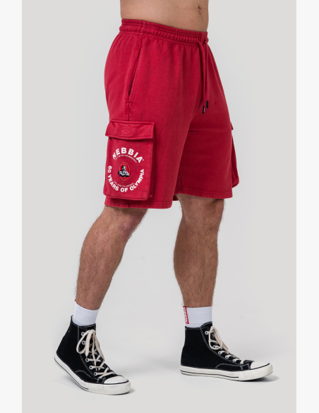 NEBBIA • NEBBIA Washed pantaloni cargo larghi LEGACY rossi • Nebshop.it