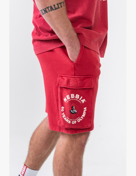 NEBBIA • NEBBIA Washed voľné cargo šortky LEGACY červené • Nebshop.sk