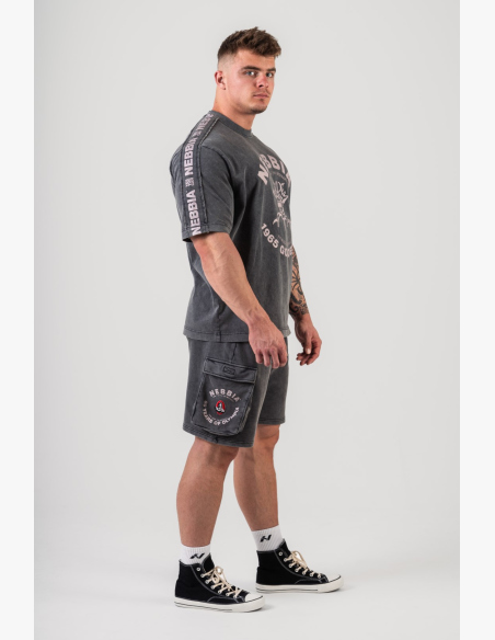 NEBBIA • NEBBIA Washed voľné cargo šortky LEGACY sivé • Nebshop.sk