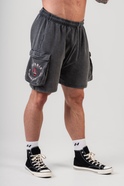 NEBBIA • NEBBIA Washed voľné cargo šortky LEGACY sivé • Nebshop.sk