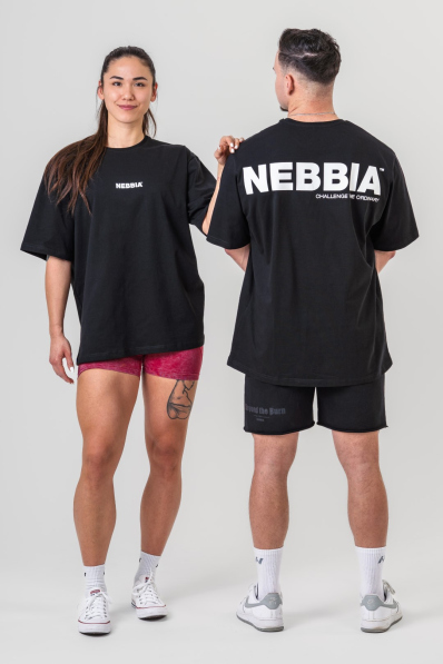 NEBBIA • NEBBIA GYM ESSENTIALS Oversized tričko černé • Nebshop.cz