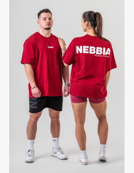 NEBBIA • NEBBIA GYM ESSENTIALS T-shirt oversize rossa • Nebshop.cz