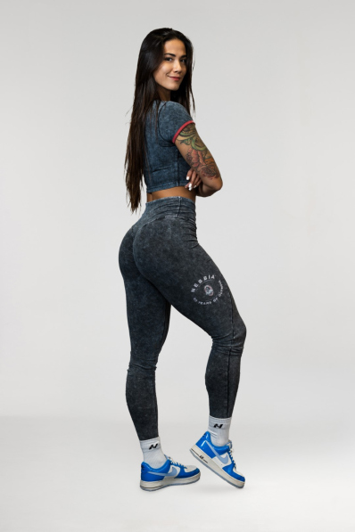 NEBBIA • NEBBIA Washed fitness legíny s vysokým pasem GYM WARRIOR • Nebshop.cz 2