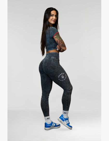 NEBBIA • NEBBIA Washed fitness legíny s vysokým pasem GYM WARRIOR • Nebshop.cz