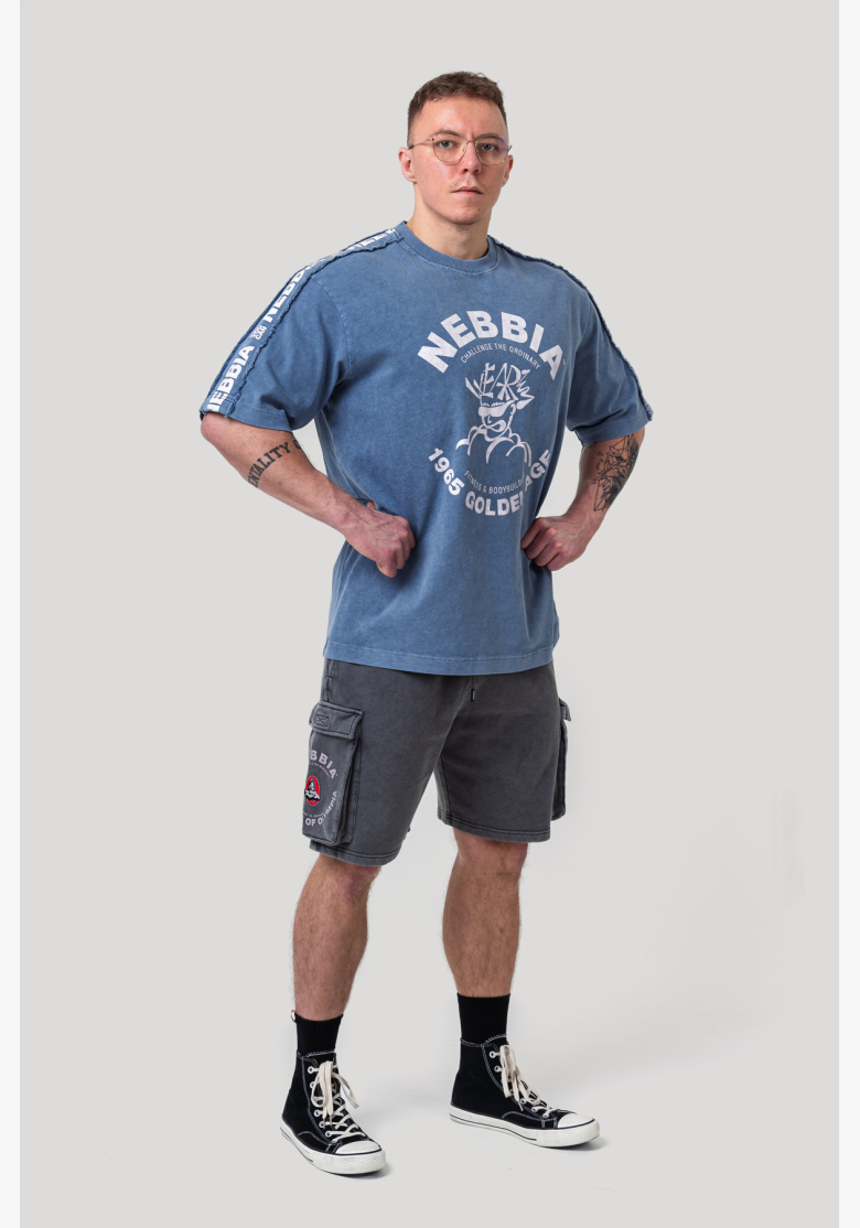 NEBBIA • NEBBIA T-shirt oversize lavato GOLDEN AGE blu • Nebshop.cz NEBBIA • NEBBIA T-shirt oversize lavato GOLDEN AGE blu • Nebshop.cz