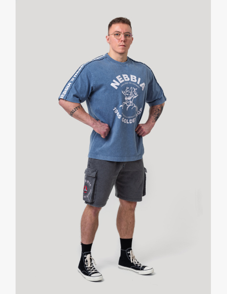 NEBBIA • NEBBIA Washed oversized t-shirt GOLDEN AGE blue • Nebshop.cz