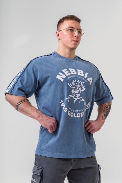 NEBBIA • NEBBIA Prané oversize tričko GOLDEN AGE modré • Nebshop.sk 2