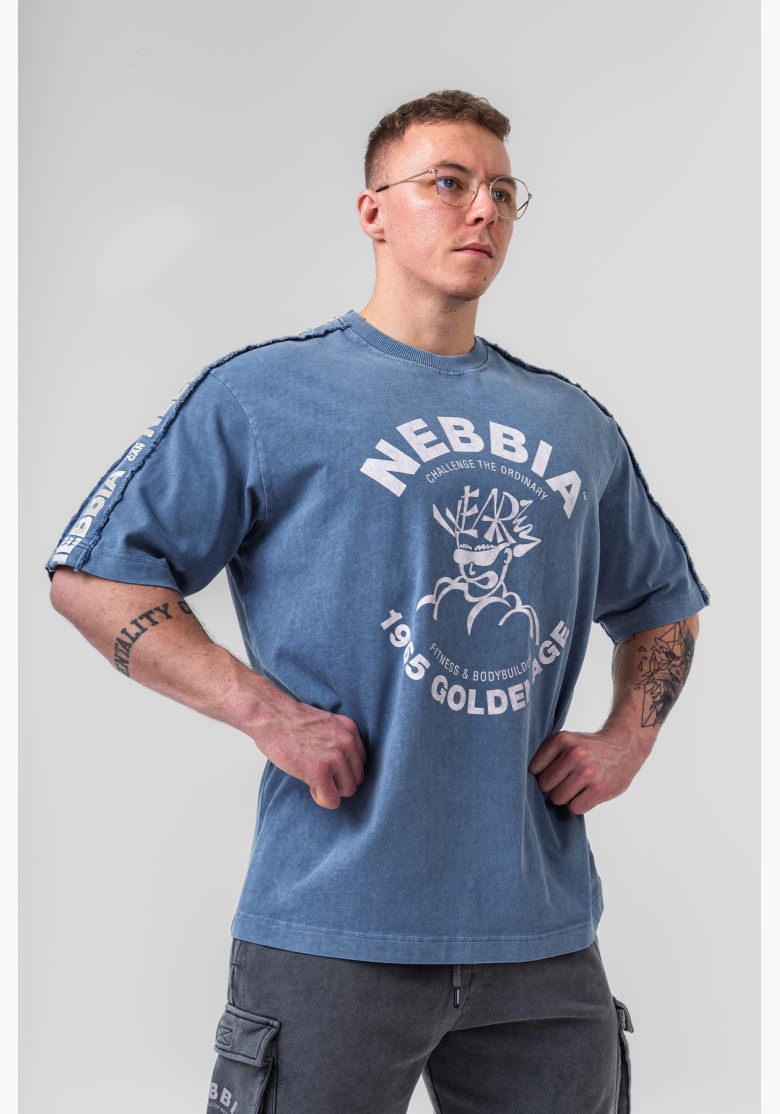 NEBBIA • NEBBIA Prané oversize tričko GOLDEN AGE modré • Nebshop.sk NEBBIA • NEBBIA Prané oversize tričko GOLDEN AGE modré • Nebshop.sk