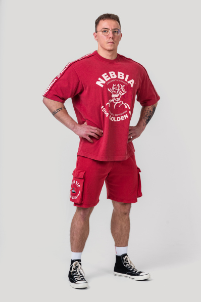 NEBBIA • NEBBIA Washed oversized tričko GOLDEN AGE červené • Nebshop.sk