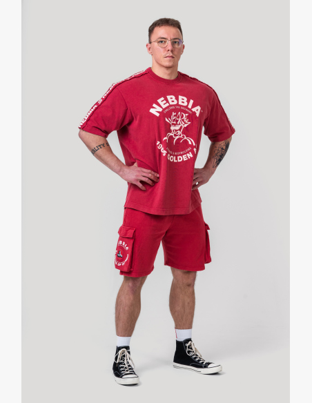 NEBBIA • NEBBIA T-shirt oversize lavato GOLDEN AGE rossa • Nebshop.cz