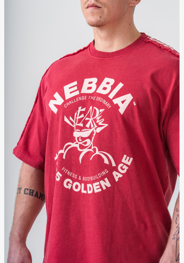 NEBBIA • NEBBIA Washed oversized tričko GOLDEN AGE červené • Nebshop.sk NEBBIA • NEBBIA Washed oversized tričko GOLDEN AGE červené • Nebshop.sk