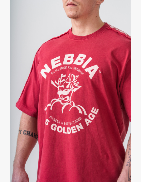 NEBBIA • NEBBIA Washed oversized tričko GOLDEN AGE červené • Nebshop.sk