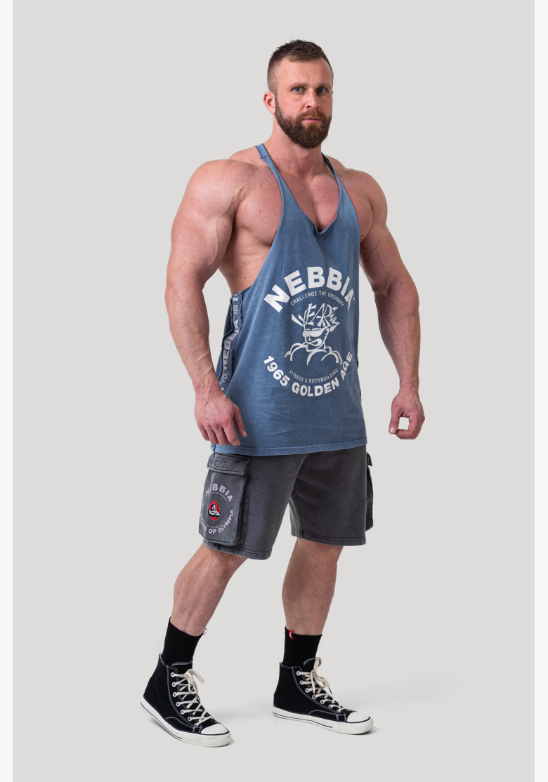 NEBBIA • NEBBIA Washed muscle back stringer GOLDEN AGE modré • Nebshop.sk NEBBIA • NEBBIA Washed muscle back stringer GOLDEN AGE modré • Nebshop.sk