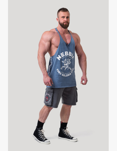 NEBBIA • NEBBIA Washed muscle back stringer GOLDEN AGE modré • Nebshop.sk