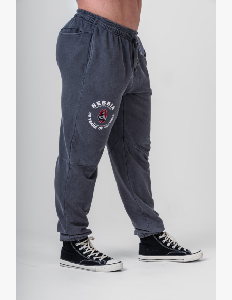 NEBBIA • NEBBIA Washed tepláky s kapsami LEGEND čierne • Nebshop.sk