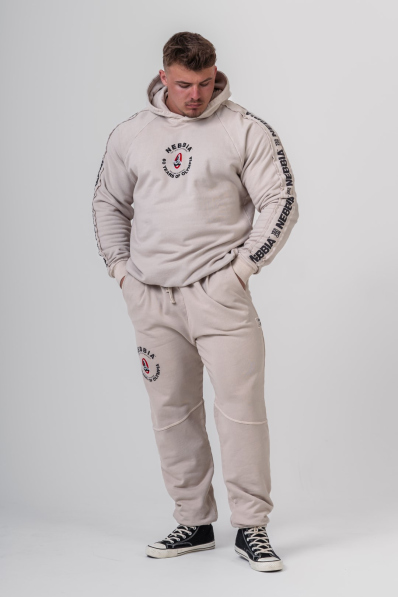 NEBBIA • NEBBIA Washed tepláky s kapsami LEGEND krémové • Nebshop.cz