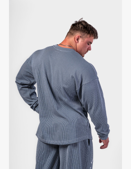 NEBBIA • NEBBIA Oversized mikina bez kapuce SIGNATURE modrá • Nebshop.sk
