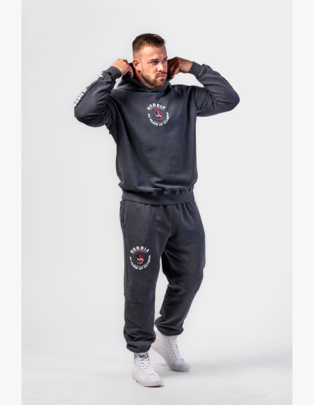 NEBBIA • NEBBIA Washed hoodie HERITAGE black • Nebshop.cz