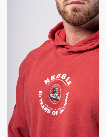 NEBBIA • NEBBIA Washed hoodie HERITAGE red • Nebshop.cz