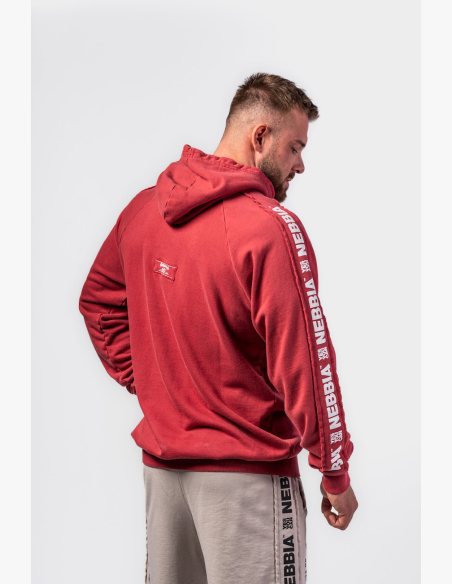 NEBBIA • NEBBIA Washed hoodie HERITAGE red • Nebshop.cz