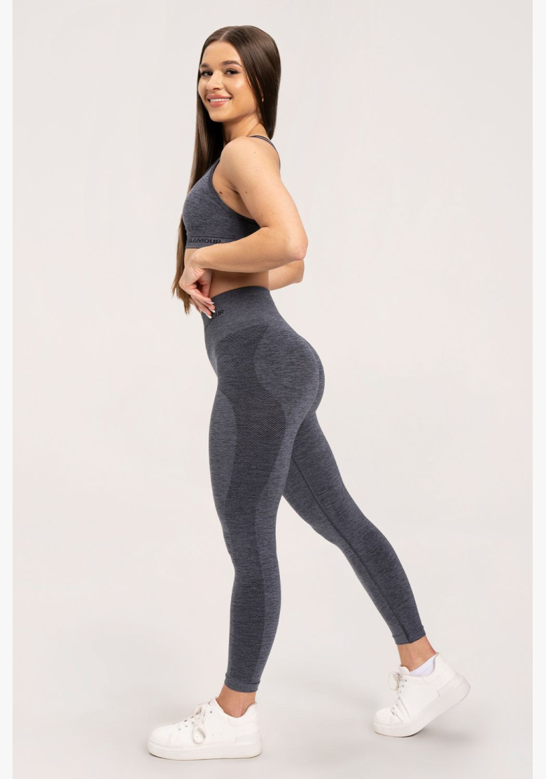 Gym Glamour Bezešvé legíny bez push-up efektu Tmavě šedá • Nebshop.cz