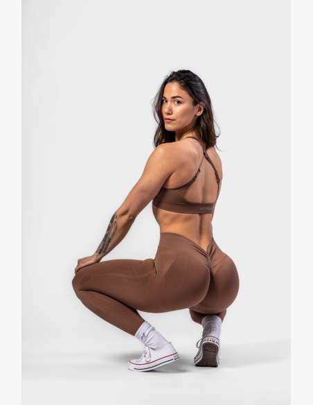 NEBBIA • NEBBIA Bezšvové push-up legíny s vysokým pásom TOTALLY SEAMLESS hnedé • Nebshop.sk
