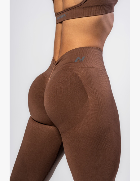 NEBBIA • NEBBIA Bezšvové push-up legíny s vysokým pásom TOTALLY SEAMLESS hnedé • Nebshop.sk