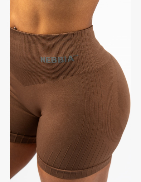 NEBBIA • NEBBIA Bezšvové push-up šortky s vysokým pásom TOTALLY SEAMLESS hnedé • Nebshop.sk