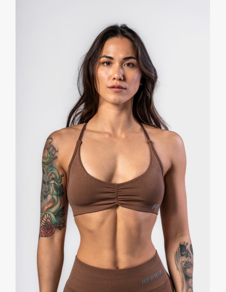 NEBBIA • NEBBIA Top sportivo con supporto medio TOTALLY SEAMLESS marrone • Nebshop.cz