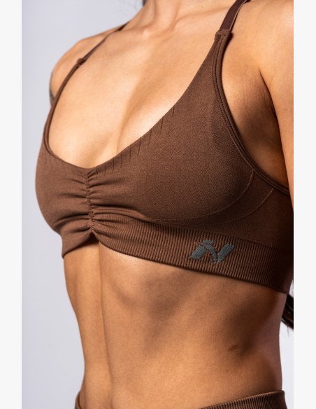 NEBBIA • NEBBIA Top sportivo con supporto medio TOTALLY SEAMLESS marrone • Nebshop.cz