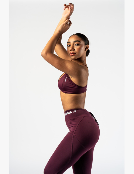 NEBBIA • NEBBIA Medium Support Sports Bra TWIST-KNOT burgundy • Nebshop.cz