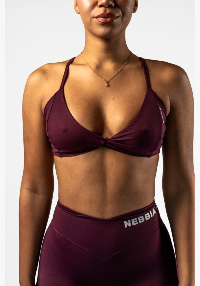 NEBBIA • NEBBIA Medium Support Sports Bra TWIST-KNOT burgundy • Nebshop.cz NEBBIA • NEBBIA Medium Support Sports Bra TWIST-KNOT burgundy • Nebshop.cz