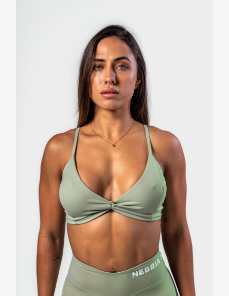 NEBBIA • NEBBIA Sports bra with medium support TWIST-KNOT light green • Nebshop.cz