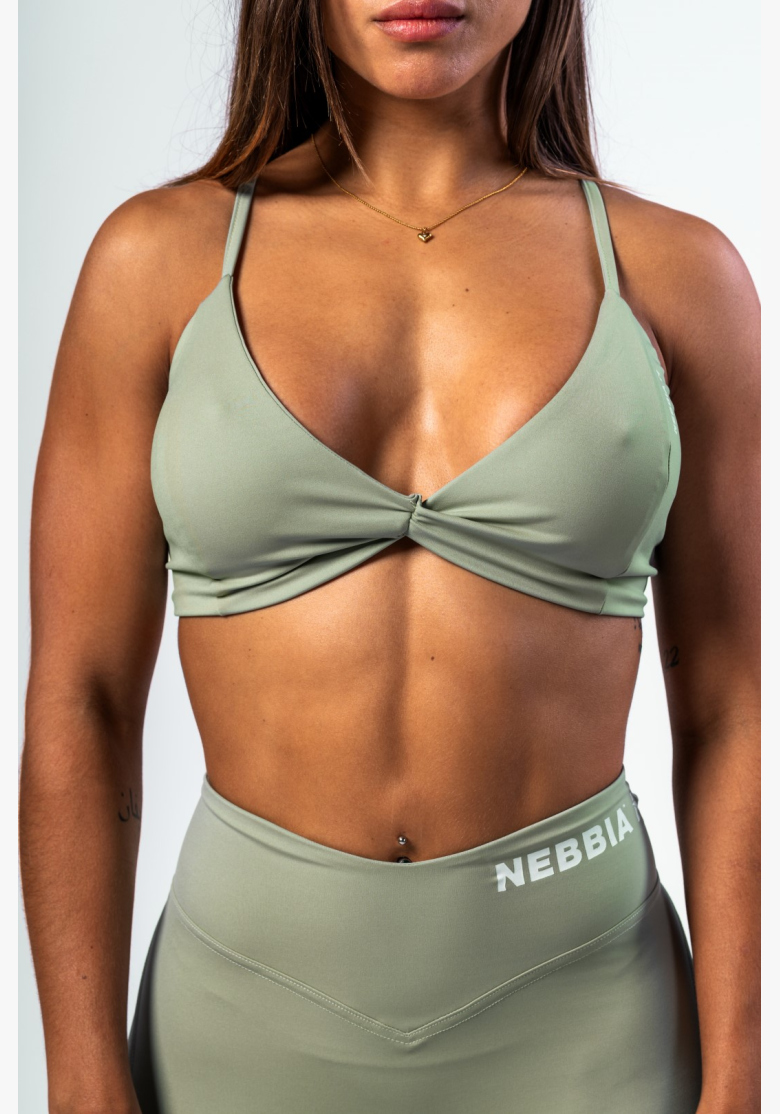 NEBBIA • NEBBIA Sports bra with medium support TWIST-KNOT light green • Nebshop.cz NEBBIA • NEBBIA Sports bra with medium support TWIST-KNOT light green • Nebshop.cz