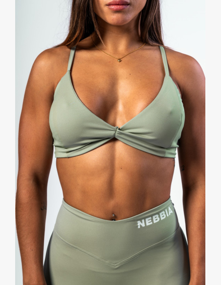 NEBBIA • NEBBIA Sports bra with medium support TWIST-KNOT light green • Nebshop.cz