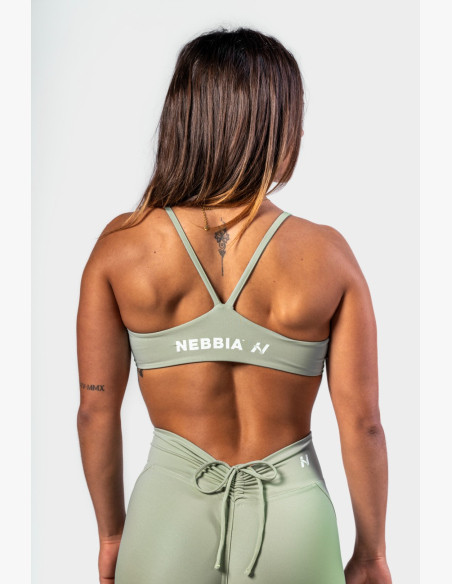 NEBBIA • NEBBIA Sports bra with medium support TWIST-KNOT light green • Nebshop.cz