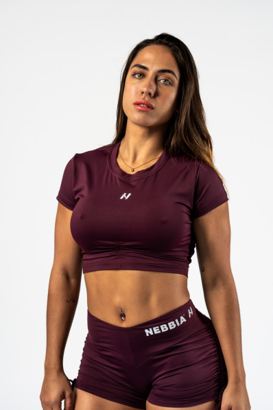 NEBBIA • NEBBIA Open-back crop top STRONG BEAUTY bordové • Nebshop.cz