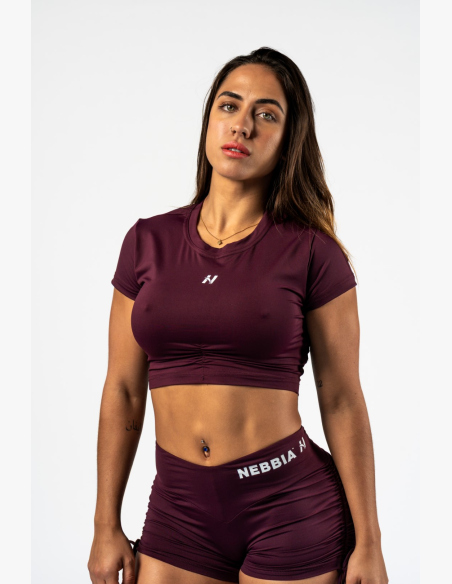 NEBBIA • NEBBIA Top corto con schiena aperta STRONG BEAUTY borgogna • Nebshop.cz