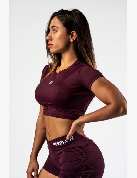 NEBBIA • NEBBIA Top corto con schiena aperta STRONG BEAUTY borgogna • Nebshop.cz