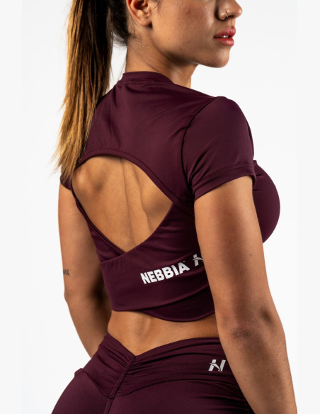 NEBBIA • NEBBIA Top corto con schiena aperta STRONG BEAUTY borgogna • Nebshop.cz